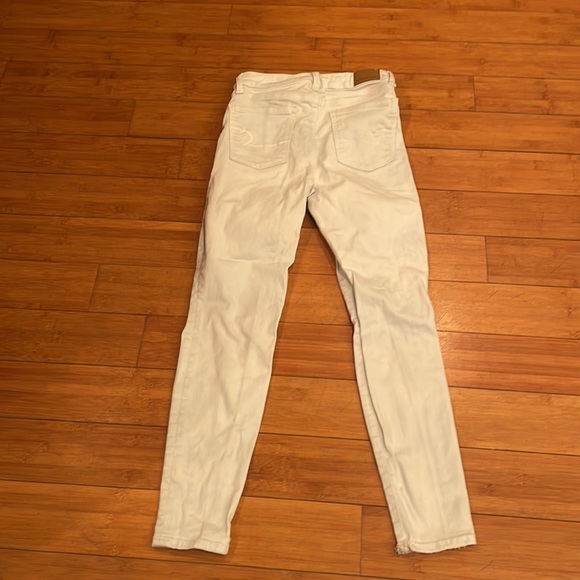 American eagle Outfitters stretch white jeans sz 0 short petite distressed - Picture 12 of 16